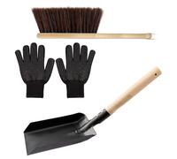 Pala de chimenea para cenizas, suministros de limpieza resistentes al óxido, kit de cepillo para chimenea de carbón | para estufa de leña en interiores y exteriores, mantenimiento de chimeneas de