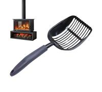 Pala de metal para cenizas - Hierro resistente, diseño de mango largo, eficiente eliminación de carbón, herramienta de fuego compacta | Ideal para el mantenimiento de la parrilla de la chimenea y