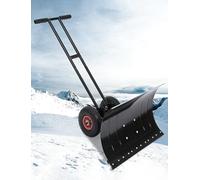 Pala de nieve de doble mango con ruedas y hoja ajustable para una eliminación eficiente de la nieve en la entrada y la pasarela