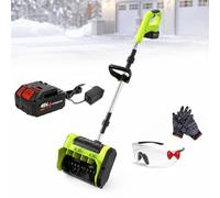Pala De Nieve Inalámbrica De 900 W, con Batería De 60 Min De Duración | Ancho De Limpieza De 25 Cm, Profundidad 16 Cm,distancia De Lanzamiento De 8 M,deflector Ajustable De -45° A +45°(2Batteries)