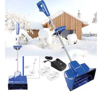 Pala de nieve inalámbrica, soplador de nieve eléctrico de 24 V, funciona con pilas con distancia de tiro de 20 pies, batería de iones de litio de 4.0 Ah y cargador rápido incluido