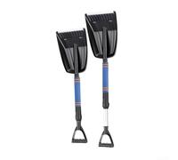 Pala de nieve ligera con longitud ajustable de 71 cm a 86 cm para calzadas, jardines y camping, herramienta de eliminación de hielo de invierno, negro (azul)