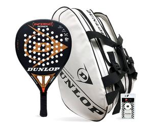Pala de Pádel Pack Dunlop Inferno Power Gold Intro Carbon White