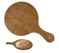 Pala de pizza de madera, utensilio de cocina de madera con asa, tabla de cortar pizza con guía | para transferir queso, pan, frutas, verduras, mujeres, cocina en casa
