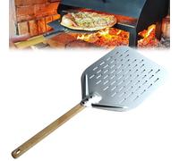 Pala de pizza perforada de 12 pulgadas, 40 x 30 x 2 cm, pala para pizza de aluminio anodizado duro, perforada, con mango antiescaldaduras, para hacer pizza, pan, pasteles caseros