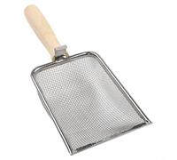 Pala de suelo con mango de madera y tamiz de malla múltiple con hoja de acero inoxidable para una fácil separación de desechos y preparación de suelo rico en nutrientes (3,8 mm)