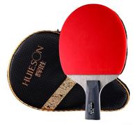 Pala de tenis de mesa de fibra de carbono, raqueta de ping pong profesional de 9 estrellas con mango largo corto funda protectora para entrenamiento (mango corto)