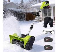 Pala eléctrica inalámbrica para Nieve 2026 con 2 baterías | Soplador nieve sin cepillo, 16 pies distancia lanzamiento, 12" ancho, 45 ° ajustable, para carretera, patio, cubierta, paseo