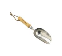 Kent & Stowe Cuchara manual de acero inoxidable, cuchara de jardín compacta para abono y tierra, herramientas de jardín clásicas durante todo el año hechas de acero inoxidable y madera de fresno