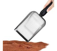 Pala para esparcir gatos de metal, pala de metal con mango largo - Pala de esparcimiento, diseño curvado, pala de metal antiadherente para tamizar excrementos