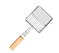 Pala para excrementos de gatos, pala antiadherente de metal con cabeza plana y malla fina. Accesorio portátil para gatos con diseño -pull con mango de madera para la cría de gatos