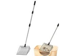 Pala para excrementos de pollo, mango telescópico ajustable para gallinero, herramienta de limpieza duradera de malla fina para jardín, patio, perro, cuidado de animales, cría de aves, higiene del