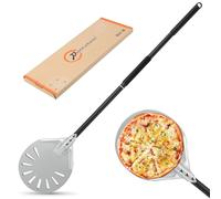 Pala para Pizza Horno, Profesional Pala para Pizzas Perforada de Aluminio, con Mango Retirable para Barbacoa Cocinar Pizzas, Pan, mas Estable, Fácil de Almacenar