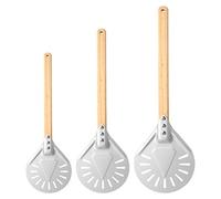 Pala para pizza perforada, metal, giratoria, aluminio 9 pulgadas, con mango madera extraíble para un fácil almacenamiento, lujo gourmet