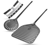 Pala Per forada para Pizza de 14 Pulgadas, Pala Giratoria para Pizza de 9 Pulgadas, Cortador de Pizza Tipo Rocker, Rocker de Pizza de 35 cm con Cubierta, Pala de Aluminio Anodizado Duro
