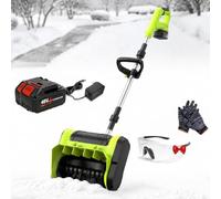 Pala Quitanieves Eléctrica Inalámbrica con Batería De 4.0 Ah Y Cargador | Capacidad De Limpieza De Hasta 350 Lb/min,limpia Hasta 16 Cm De Profundidad,lanza A 8 M, Tolva Ajustable De ±45°(2Batteries)