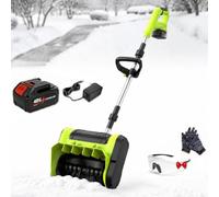 Pala Quitanieves Eléctrica Inalámbrica con Batería De 4.0 Ah Y Cargador | Capacidad De Limpieza De Hasta 350 Lb/min,limpia Hasta 16 Cm De Profundidad,lanza A 8 M, Tolva Ajustable De ±45°(1Battery)