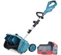 Pala quitanieves eléctrica inalámbrica con motor sin escobillas de 1000 W, 30 minutos de autonomía, 40,7 cm de ancho, ligera para quitar la nieve de entradas y patios en invierno, con 2 baterías.