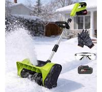 Pala quitanieves eléctrica Mejorada de 900 W, para entradas de vehículos | Pala de nieve eléctrica inalámbrica de 48 V, 25 cm de ancho, placa direccional ajustable a 45°, para patio(A)