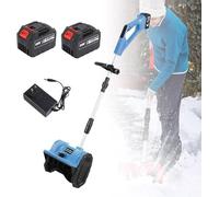 Pala quitanieves inalámbrica con 2 baterías, quitanieves eléctrica Plegable con dirección Ajustable y pértiga telescópica, quitanieves a batería para Caminos Escolares y entradas de vehículos, Azul