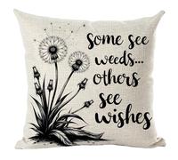 Palabra. Algunos Ven Malas Hierbas. Otros Ven Deseos. Diente De León. Fundas Cojines Decorativo Funda De Almohada Moderna Funda De Cojín para Dormitorio Cama Sofá 45X45Cm