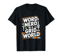 Palabra Nerd En Un Mundo Grid Crucigrama Camiseta gráfica económica