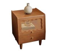 Palabra nocturna con 2 cajones, mesa de noche de madera para dormitorio, mesa auxiliar de cama con manijas de metal, soporte de noche de organizador de almacenamiento, ensamblaje fácil (color: madera