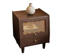 Palabra nocturna con 2 cajones, mesa de noche de madera para dormitorio, mesa auxiliar de cama con manijas de metal, soporte de noche de organizador de almacenamiento, ensamblaje fácil (color: madera