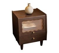 Palabra nocturna con 2 cajones, mesa de noche de madera para dormitorio, mesa auxiliar de cama con manijas de metal, soporte de noche de organizador de almacenamiento, ensamblaje fácil (color: madera