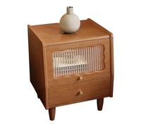 Palabra nocturna con 2 cajones, mesa de noche de madera para dormitorio, mesa auxiliar de cama con manijas de metal, soporte de noche de organizador de almacenamiento, ensamblaje fácil (color: madera