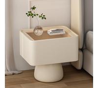 Palabra nocturna Madera de madera, mesa de noche de cuero para dormitorio, mesa de altura de la cama de moda con cajones de almacenamiento, piso de pie pequeño nocturno, espacio de ahorro (color: