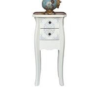 Palabra nocturna vintage con 2 cajones de almacenamiento y diseño de cajones de patrón Mesa de noche para sala de estar o dormitorio Mesa auxiliar moderna con pequeño tamaño (blanco) Friendship Years