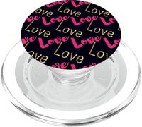 Palabra Rosa Amor sobre Fondo Negro PopSockets PopGrip para MagSafe