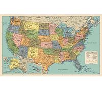 Palace Learning Póster de mapa de Estados Unidos, gráfico de mapa de Estados Unidos [verde/color]