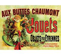 Palace Learning Póster Juguetes (como se ve en el apartamento de Monica's Apartment on Friends) - Aux Buttes Chaumont Toys por Jules Cheret 1885 - Vintage Art Print Antique 18" x 24" Plastificado.