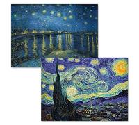 PalaceLearning Vincent Van Gogh - Póster de Bellas Impresiones de la Noche Estrellada de 1889 y la Noche Estrellada sobre el Ródano por Vincent Van Gogh (2 Unidades)