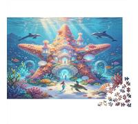 Palacio Coral Estrella de Mar Submarina Puzzle para Adultos Puzzle de 1000 Piezas Mundo Marino Fantasía Relajación Decoración Regalo 38x26cm/1000pcs