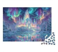 Palacio de Hielo Fantasía Puzzle de 1000 Piezas Juego de Puzzle 1000 Piezas Papel para Adultos Noche Invernal Auroras Relajante Hogar Regalo 52x38cm/1000pcs