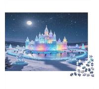 Palacio de Hielo Fantasía Puzzle de 1000 Piezas Papel para Adultos Escena Nocturna Invernal Juego de Puzzle 1000 Piezas Regalo Relajante 52x38cm/1000pcs