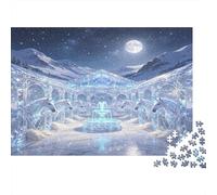 Palacio de Hielo Fantasía Puzzle de 1000 Piezas Papel para Adultos Juego de Puzzle 1000 Piezas Escena Nocturna Invernal Relajante Regalo 52x38cm/1000pcs