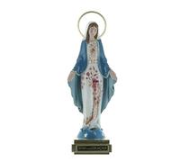 Palacio del Rosario Estatua de la Virgen Milagrosa de resina vestido floral y abrigo azul 16cm - Estatua Virgen Milagrosa - Adoración cristiana de resina