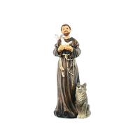 Palacio del Rosario Estatua de San Francisco de Asís con lobo de resina de 20 cm - Estatua de San Francisco de Asís - Culto cristiano en resina