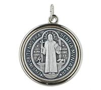 Palacio del Rosario Medalla de San Benito de metal plateado 1,5 cm - Medalla y cruz metálica - Culto cristiano de metal