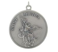 Palacio del Rosario Medalla de San Miguel de 7 cm de metal plateado - Medalla y cruz metálica - Culto cristiano de metal plateado, Plata de ley