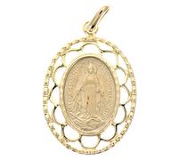Palacio del Rosario Medalla Milagrosa chapada en oro de 20 mm con efecto de encaje - Medalla y cruz chapada en oro - Adoración cristiana chapada en oro