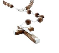 Palacio del Rosario Rosario de Jerusalén de madera de olivo con cadena de metal - Rosario de madera - Culto cristiano de madera de olivo, Madera