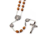 Palacio del Rosario Rosario de San Benito de madera paters y corazón Medalla de San Benito - Rosario de madera - Culto cristiano