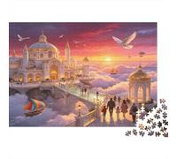 Palacio Fantástico en el Cielo Puzzle de 1000 Piezas Cartón Puzzle para Adultos Atardecer Entre Nubes Relajación Decoración Regalo 38x26cm/1000pcs