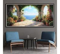 Palacio Mar Diamond Painting Adultos, 5D Cuadrados Pintura Diamante Paisaje Square Drill Cuadro Diamantes Kit Completo 80x200cm, DIY Pintar con Diamantes Manualidades para Decoración de Hogar (SQ688)