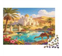 Palacio Oasis del Desierto Puzzle de 1000 Piezas Papel para Adultos Relajación Enfoque Decoración Familiar Regalo Paisajístico 52x38cm/1000pcs